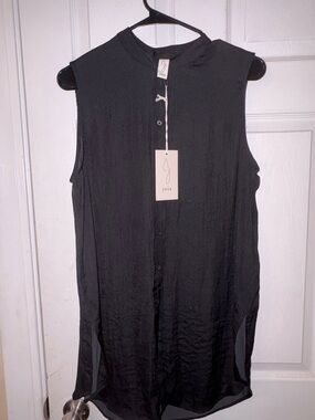 Joie Black Sleeveless Button-Front Tunic Top